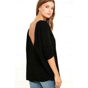 Lulus Just For You Black Backless Sweater - Size Small
